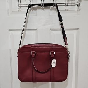 Coach Maroon Leather Laptop Crossbody Bag